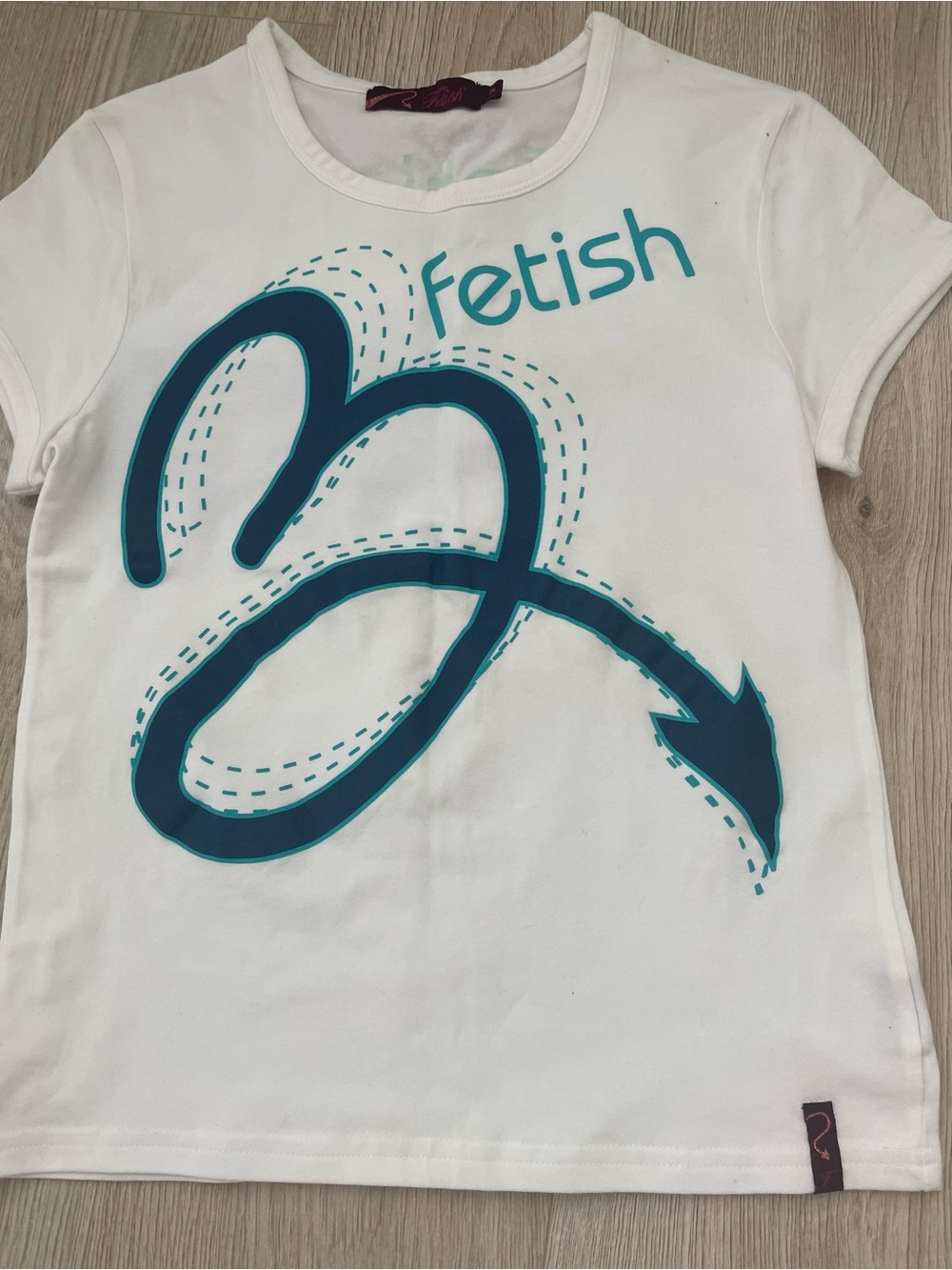 White Short Sleeve Tee with Teal Graphic